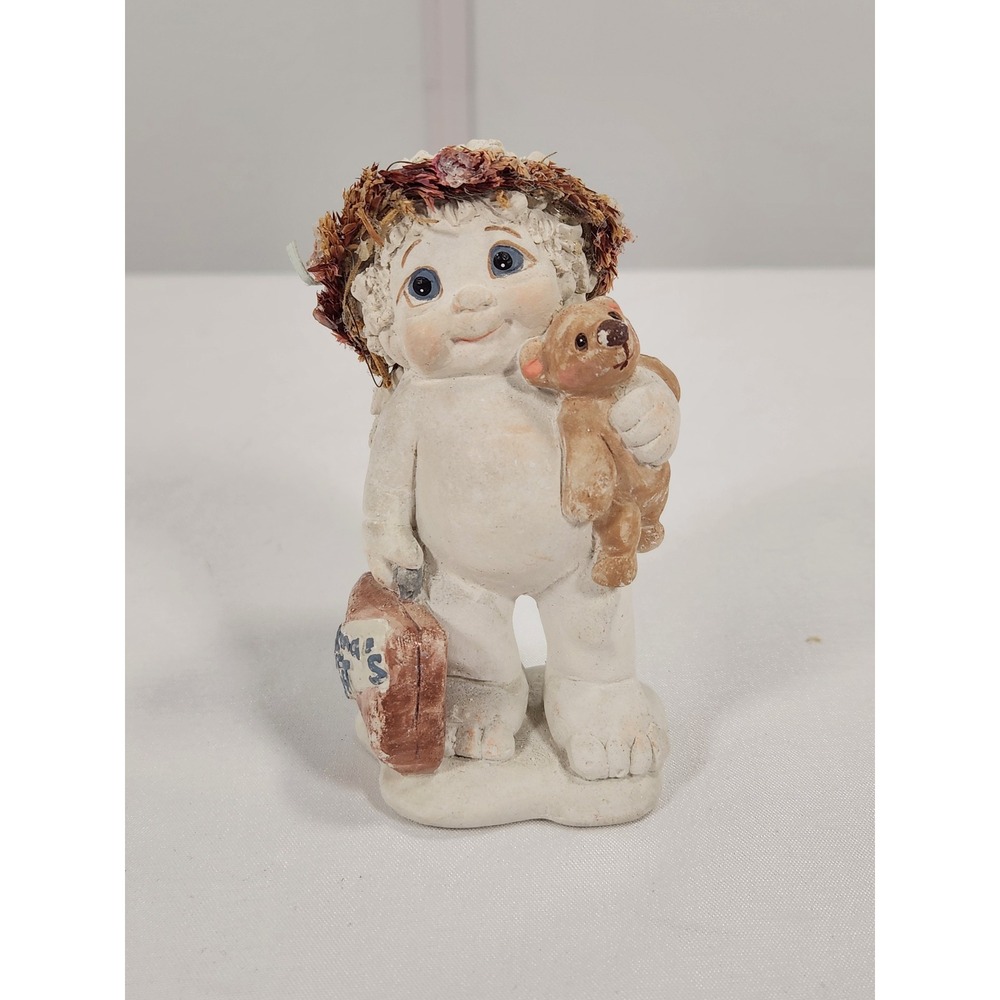 Dreamsicles 1994 "Grandma's or Bust" Suitcase Bear Cherub Angel Figurine Signed